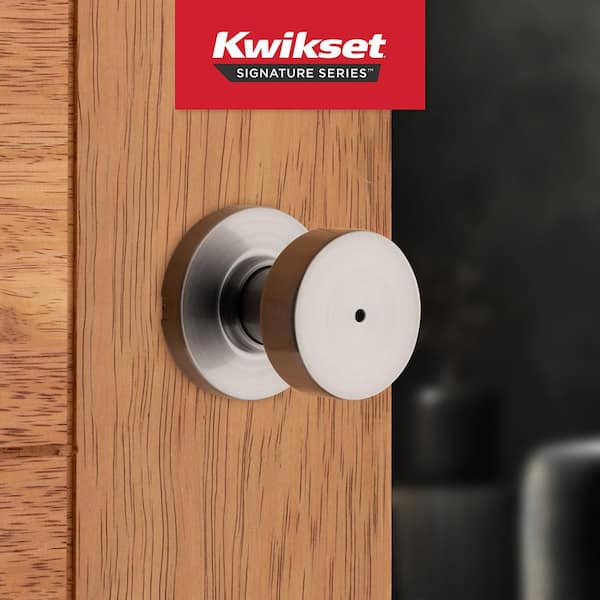 Pismo Round Satin Nickel Bed/Bath Door Knob Featuring Microban Antimicrobial Technology with Lock