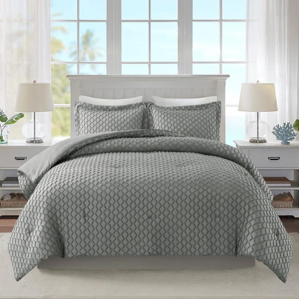 JML 3-Piece Dark Gray Microfiber King Comforter Set