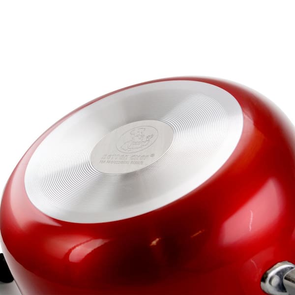 Better Chef 5 qt. Round Aluminum Nonstick Dutch Oven in Red with Glass Lid