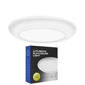 Ultra Slim Luxurious Edge-lit 5 in. Round White 3000K LED Easy Installation Ceiling Light Flush Mount (1-Pack)