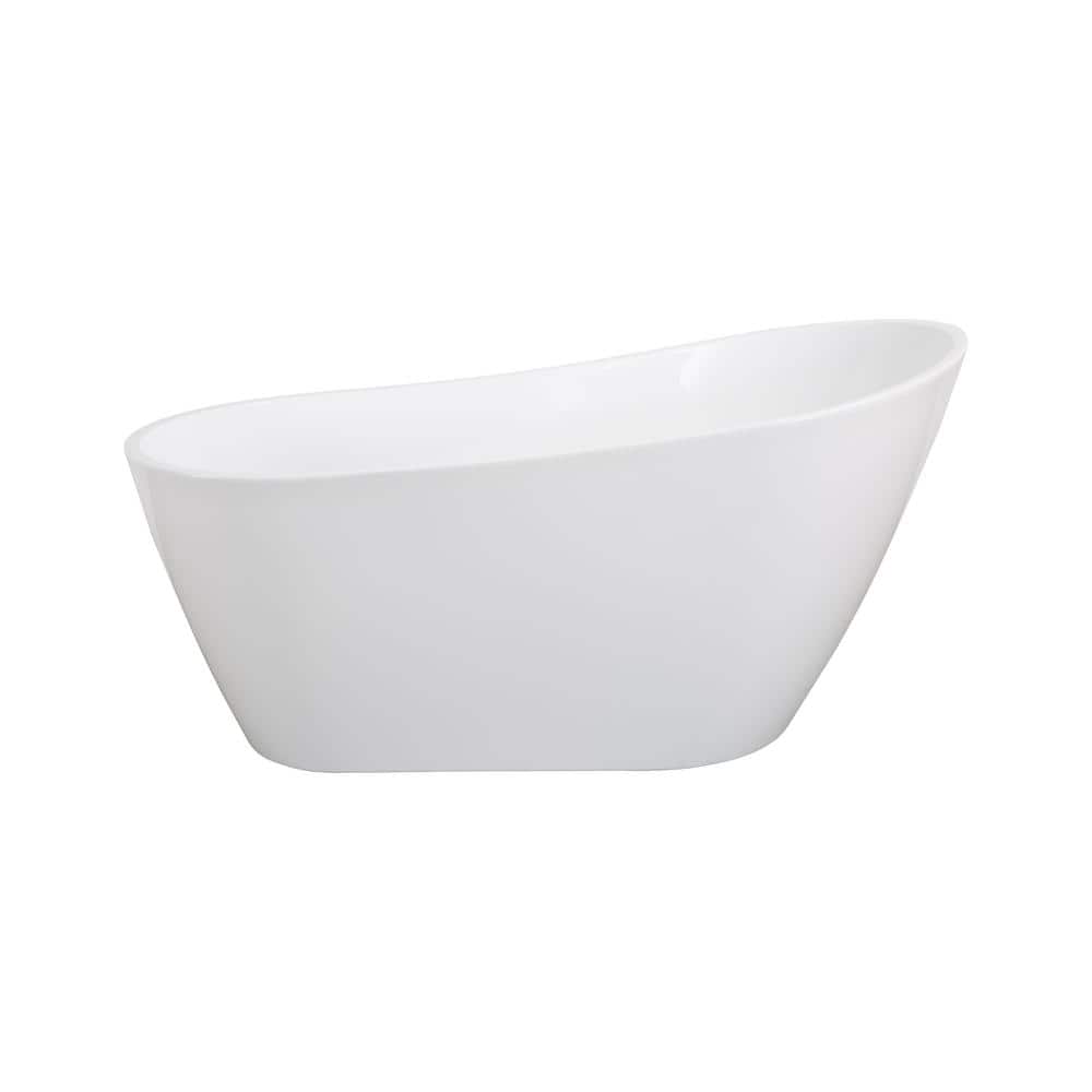 Contemporary 55.12 in. x 27.56 in. Soaking Bathtub with Center Drain in Whi
