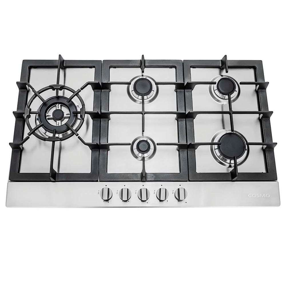 Cosmo 30 in. Gas Cooktop in Stainless Steel with 5 Sealed Brass Burners, Silver