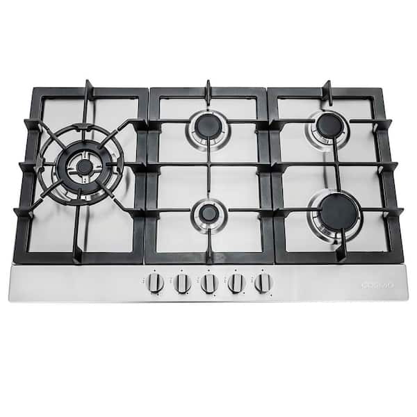 Cosmo 30 in. Gas Cooktop in Stainless Steel with 5 Sealed Brass Burners