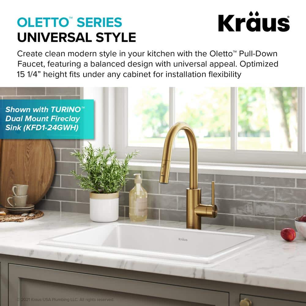 Brushed Brass Single Handle Pull Down Kitchen Faucet