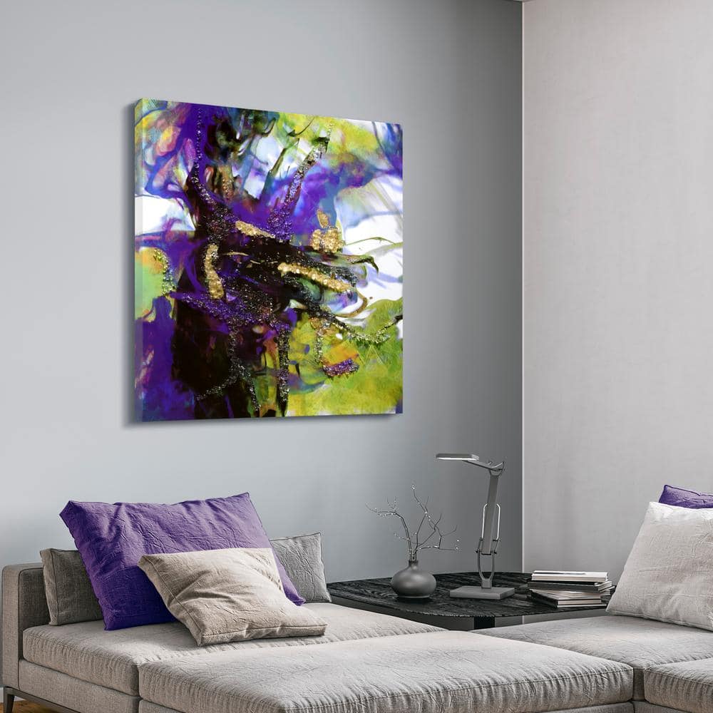 Vibrant Essence I 40" Abstract Canvas with Epoxy and Crystal Shards