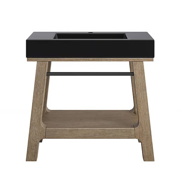 Auburn 35.9 in. W x 18.1 in. D x 30.5 in. H Black Matte Composite Console Sink Basin and Leg Combo