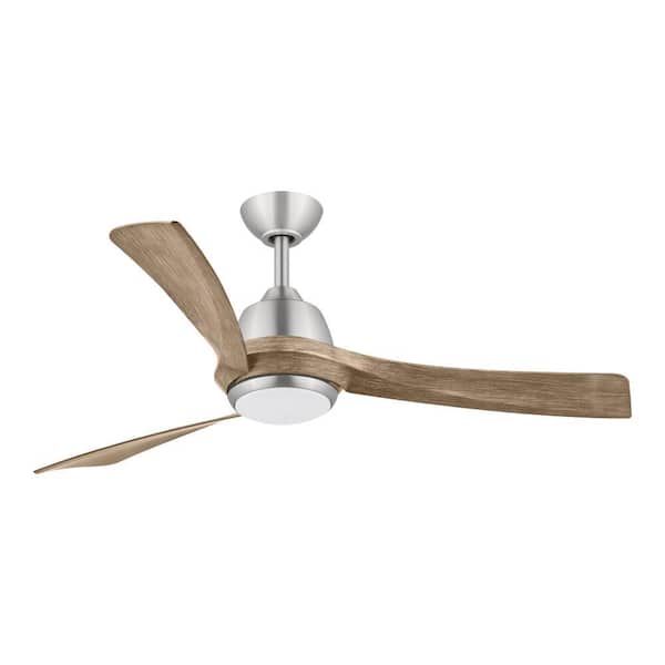 Sarper 52 in. Smart Indoor/Covered Outdoor Brushed Nickel Ceiling Fan with Integrated LED, Remote, Powered By Hubspace