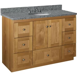 Shaker 48 in. W x 21 in. D x 34.5 in. H Bath Vanity Cabinet without Top in Natural Alder