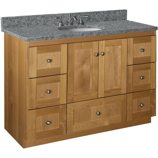 Simplicity by Strasser Shaker 48 in. W x 21 in. D x 34.5 in. H Bath Vanity Cabinet without Top in Natural Alder
