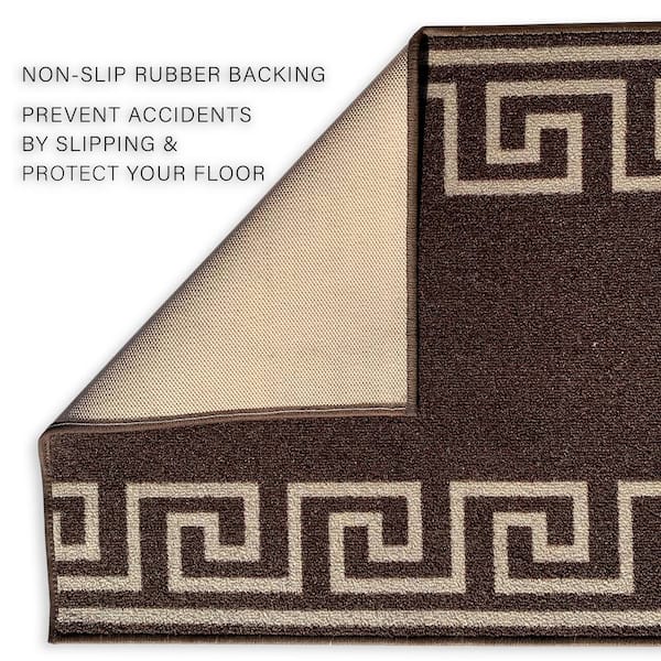 Greek Key Brown 26 in. W x 11 ft. L Runner Rug/Stair Runner 24.2 sq. ft.