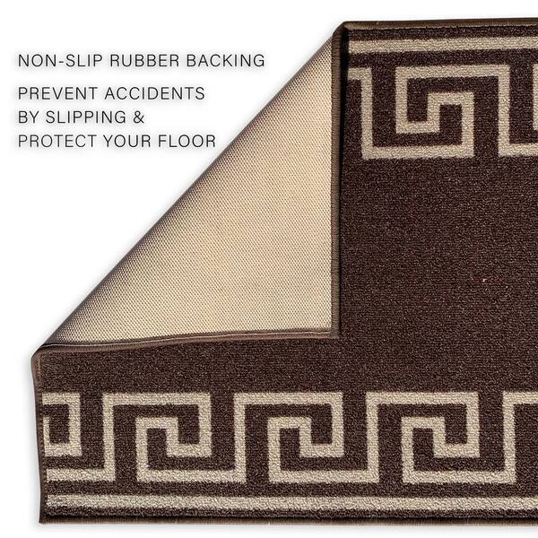 Greek Key Brown 31 in. W x 5 ft. L Runner Rug/Stair Runner 13 sq. ft.