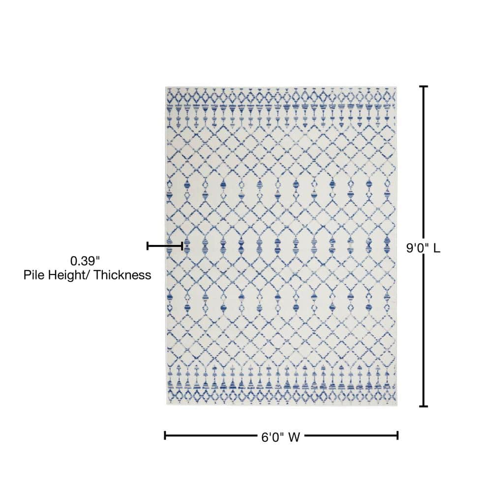 Bohemian Bliss Ivory Geometric 6' x 9' Synthetic Area Rug