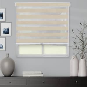 Basic Pearl Cordless Cut-to-Width Light Filtering Dual Layer Zebra Roller Shade 55 in. W x 72 in. L