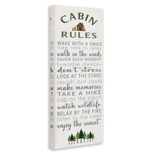 Fun Rustic Cabin Rules by Seven Trees Design Unframed Typography Graphic Art Print 24 in. x 10 in.