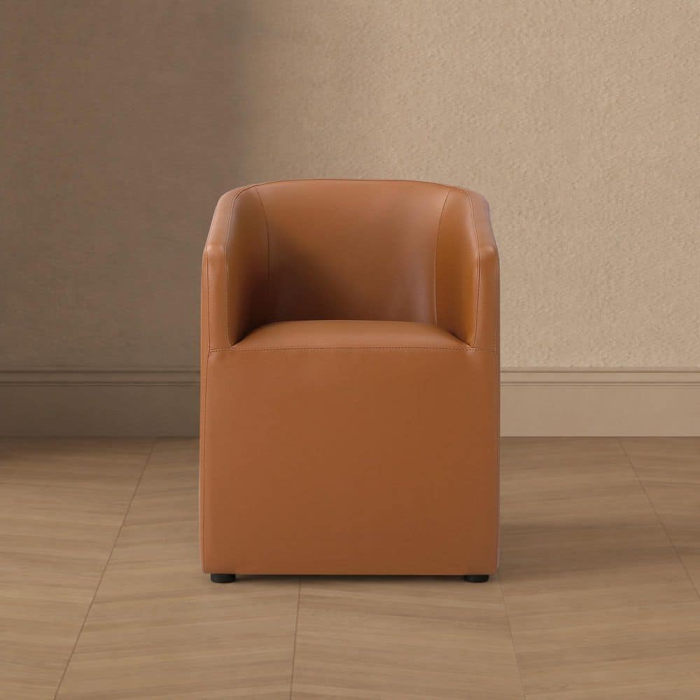 Anna Modern Saddle Faux Leather Upholstered Dining Armchair