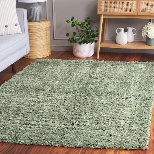 Lindsay Shag 6 ft. x 9 ft. Green Modern Solid Area Rug