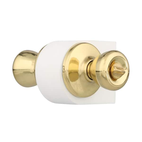 Tylo Polished Brass Bed/Bath Door Knob Featuring Microban Antimicrobial Technology with Lock