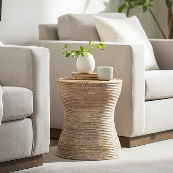Balinese White Washed Global Indoor End Table