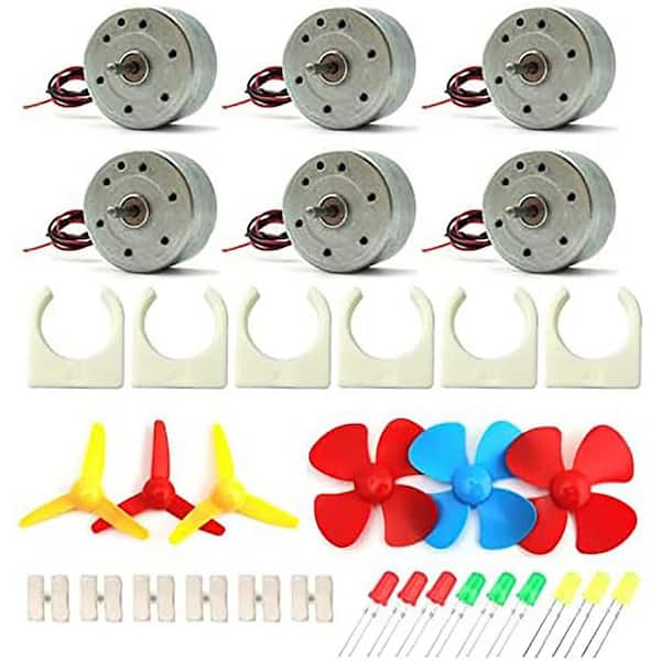 Unbranded Mini DC Motor 0.94in Silver Plastic Mount DIY Science Wind Turbine Hand Crank Power Generator Kit 6 Pack