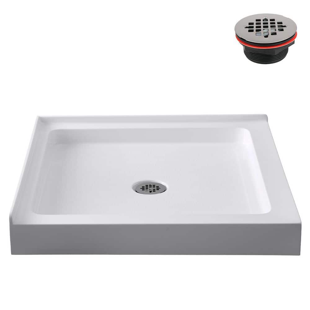 36 in. x 36 in. Corner Acrylic Shower Pan Base in Glossy White with Center Drain, Drain Included price history on PriceWatchPro
