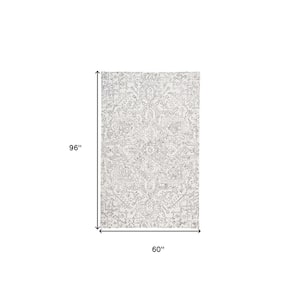 5 x 8 Gray and Ivory Floral Area Rug