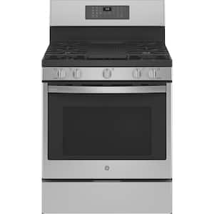 30 in. 5 Burner Freestanding Gas Range in Stainless Steel with Convection, True Convection, Air Fry Cooking