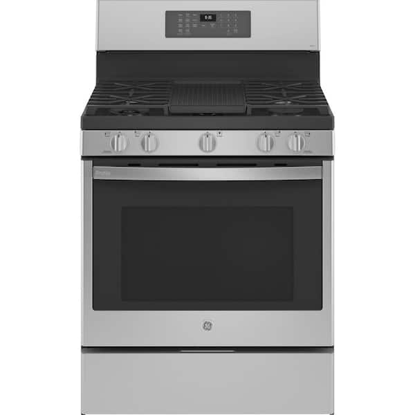 GE Profile Profile 30 in. 5.6 cu. ft. Gas Range with Self-Cleaning Convection Oven and Air Fry in Stainless Steel