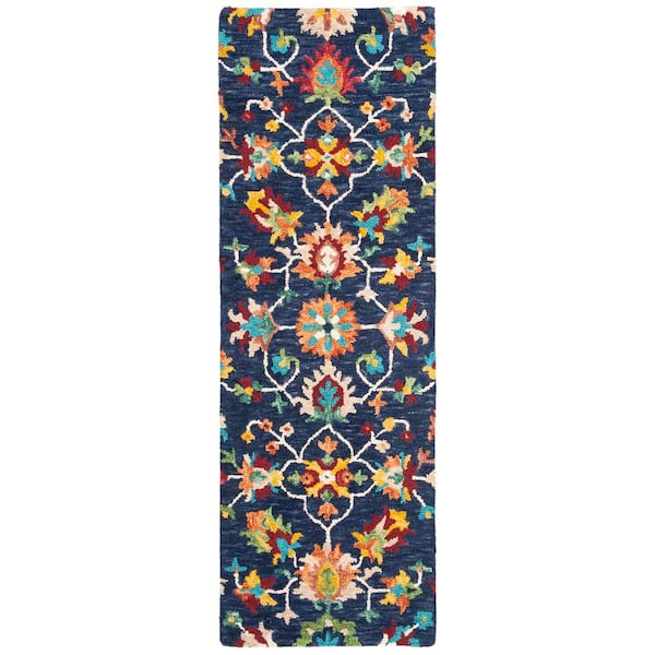 SAFAVIEH Aspen Navy/Red 2 ft. x 7 ft. Floral Runner Rug
