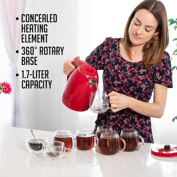 Cordless Electric Kettle 1.7L 1100W Tea Maker Hot Water Tea Pot BPA Free  PINK