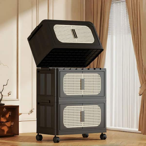 40 in. H x 20 in. W Black Plastic Folding Storage Cabinet with