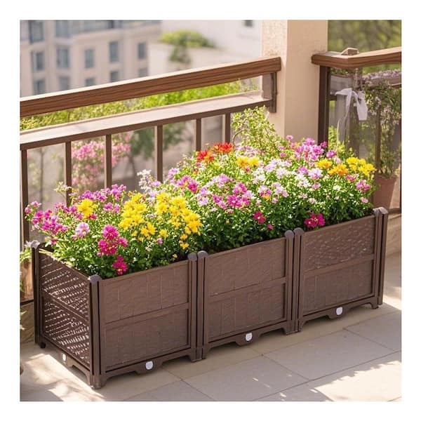 63 in. Outdoor Plastic Rectangular Raised Garden Box, Raised Garden Bed Planter for Vegetables, Grass, Lawn, Yard