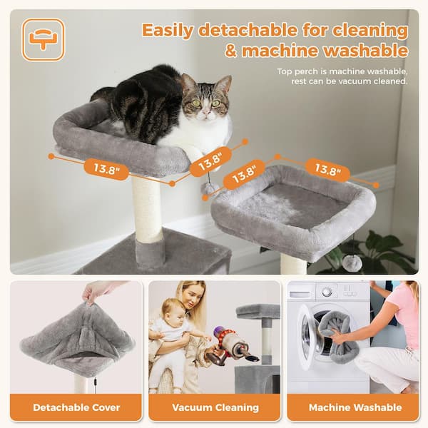 On2 Pets hot 2-Level Cat Condo Cat Tree Tower with 2 Cat Hammock Beds and 5 Scratching Posts, Cat furniture Made in USA