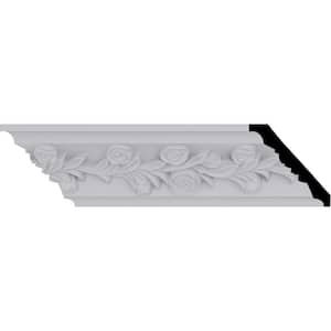 3-7/8 in. x 3-7/8 in. x 94-1/2 in. Polyurethane Rose Crown Moulding