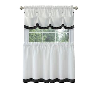 Lana 58 in.W x 24 in. L Polyester Light Filtering Window Rod Pocket Tier and Valance Set In Black