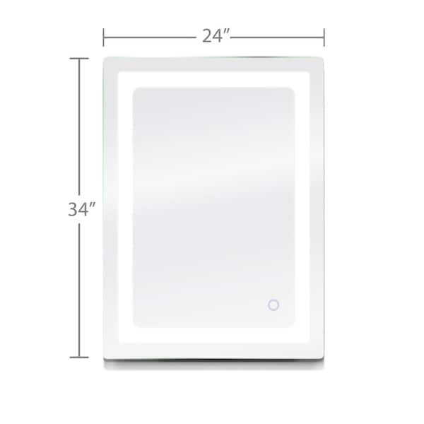 Dyconn Swan 24 in. W x 34 in. H Frameless Rectangular Anti-Fog Bathroom Vanity Mirror in Clear