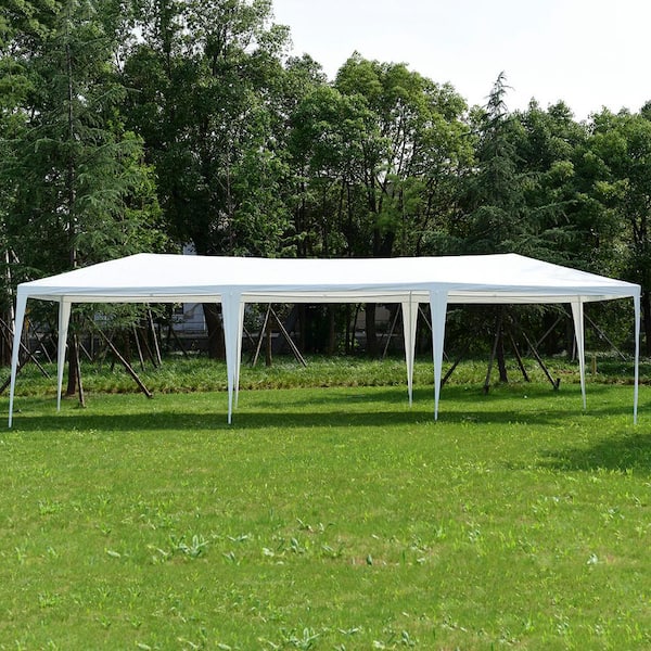 Costway 30 ft. x 10 ft. White Outdoor Wedding Party Event Tent