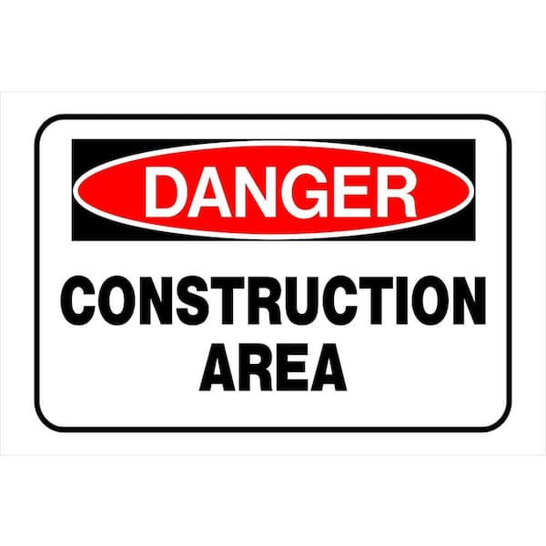 Hillman 8 in. x 12 in. Plastic Danger Construction Area Sign 839972.0 ...