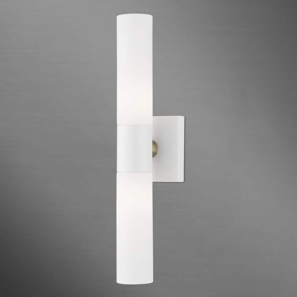 Textured White 2-Light Chrome Vanity Sconce