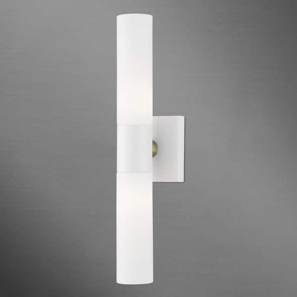 AVIANCE LIGHTING Aspen 17.75 in. 2-Light Textured White ADA Vanity Light with Satin Opal White Twist Lock Glass