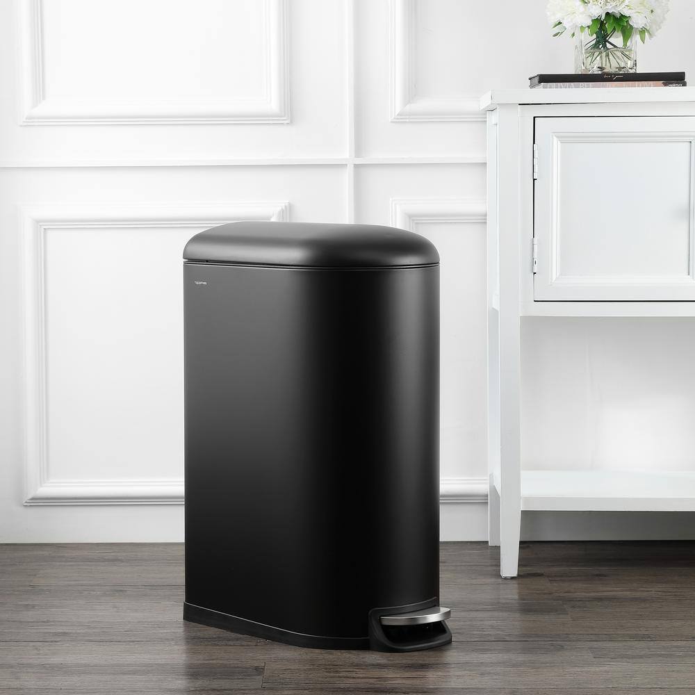 Black Stainless Steel Fingerprint Resistant Step-Open Trash Can