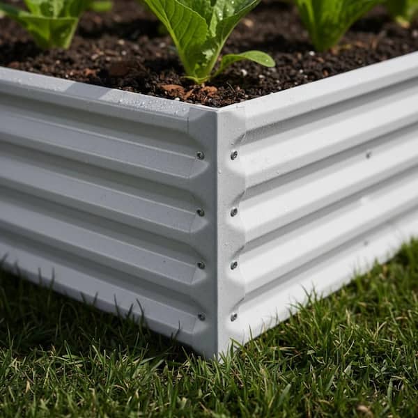 12-Piece White Metal Raised Garden Bed for Flexible Backyard