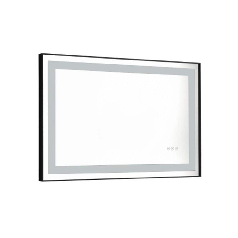 36 in. W x 24 in. H Large Rectangular Aluminium Framed Dimmable Wall ...