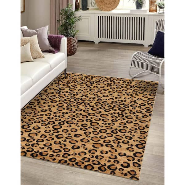Wildlife Leopard Light Brown 6' 0 x 9' 0 Area Rug