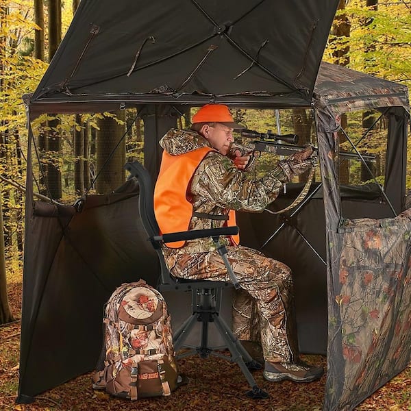 360 Degree Silent Swivel Hunting Chair with All-terrain Feet Pads Support 400 lbs.