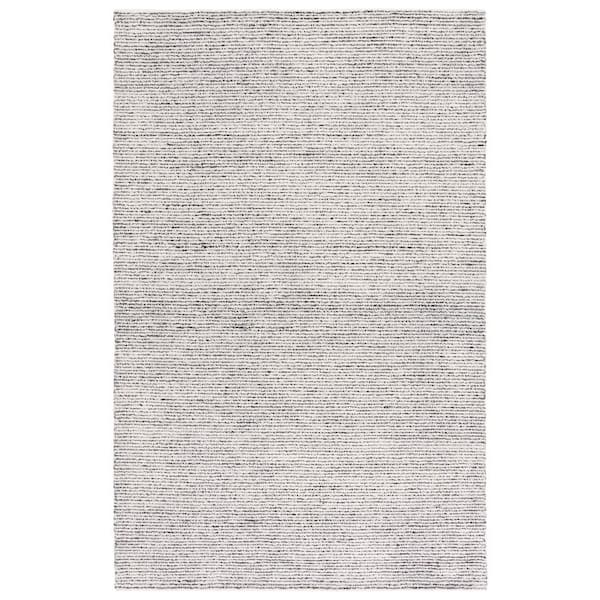 Abstract 5 ft. x 8 ft. Ivory/Black Modern Distressed Area Rug