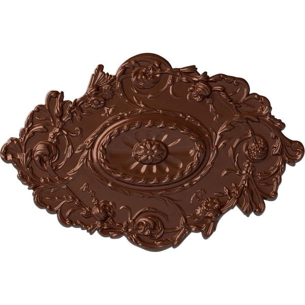 Ekena Millwork 30-1/2 in. W x 20 in. H x 1-1/2 in. Strasbourg Urethane Ceiling Medallion, Copper Penny