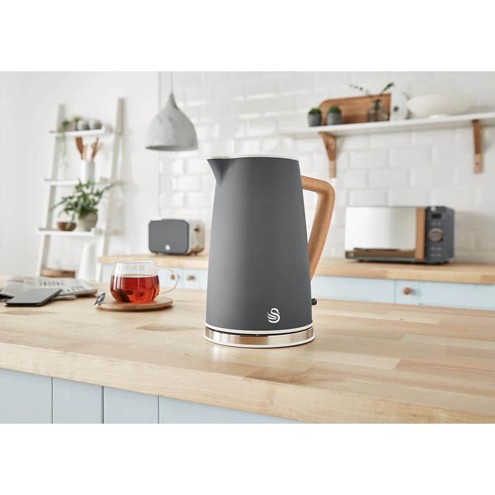 Swan Nordic Slate Grey 1.7L Cordless Kettle with Wood Effect Handle