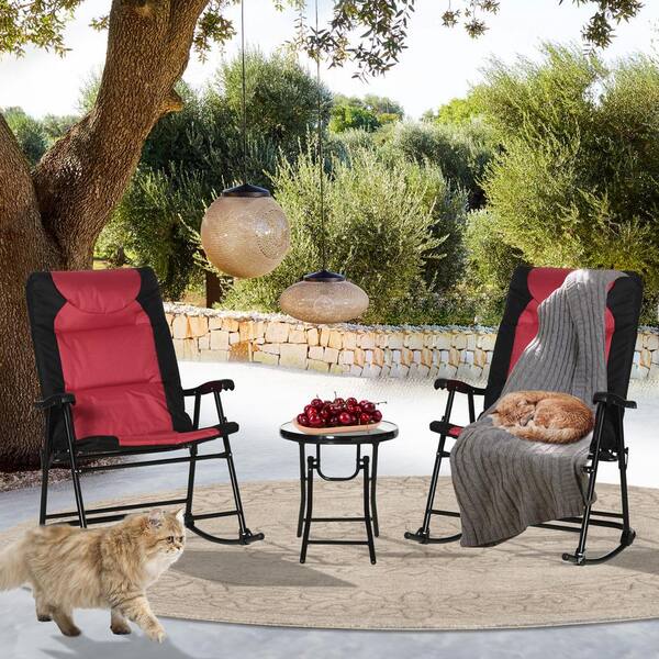 Red 3-Piece Metal Outdoor Bistro Set