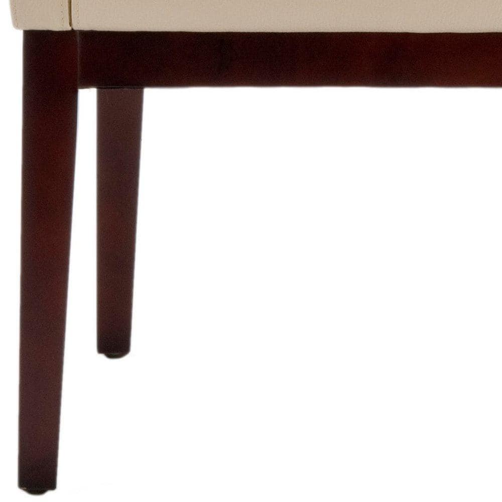 Cream Leather Swoop Arm Accent Chair with Wood Legs