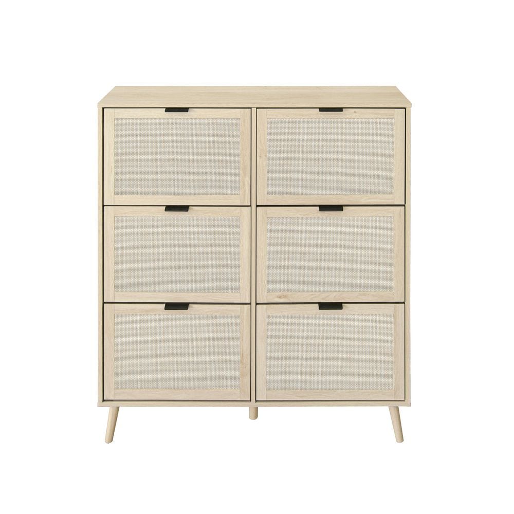 49.49 in. H x 41.38 in. W Brown Wood Freestanding Modern Shoe Storage Cabin